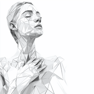 u7879134244_anxious_woman_covering_her_chest_polygon_art_wirefr_6bf7e296-7ef0-408b-9b7e-0568048a20cd