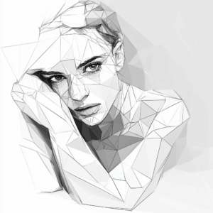 u7879134244_anxious_woman_with_interlocked_arms_polygon_art_wir_ab838a9c-8653-461f-8043-fc66fc2d74ec