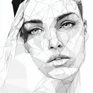 u7879134244_stroking_forehead_polygon_art_wireframe_black_and_w_51fb92c3-acf3-4f1b-83fd-cb380573639c