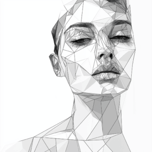 u7879134244_thoughtful_woman_looking_down_at_her_chest_polygon__a96326dd-09eb-4d95-a288-f25e133e73bb