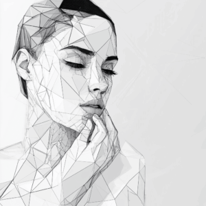 u7879134244_woman_hiding_her_chest_with_both_hands_polygon_art__0c3acae9-279c-4dce-8ce9-cd764608e8d3