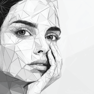 u7879134244_woman_holding_her_right_face_half_polygon_art_wiref_22baa319-4bdd-472f-8ed0-d77e10d7e66e
